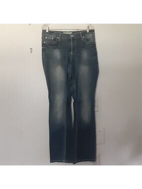 Denim Womans Jeans Contemporary Medium Wash Distressed Blue Size 10